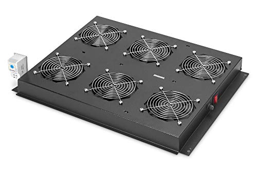 Ventilatore Da Tetto Digitus Per Server Rack Della Serie Digitus Unique, 6X Ventilatore, Termostato, Nero (Ral 9005)