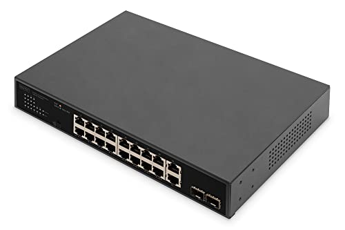 Digitus Switch Di Rete Poe Gigabit Ethernet A 20 Porte - 16X Rj45 Poe + 2X Rj45 + 2X Combi - 19 Pollici - 185W Poe Budget - 10/100/1000 Mbps
