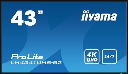 Iiyama Prolite Lh4341Uhs-B2 - Display Digitale Per Segnaletica Ips, 4 K, Uhd Vga, Hdmi, Audio/Uscita Usb2.0 Rs-232C Rj45, 108 Cm, Colore: Nero