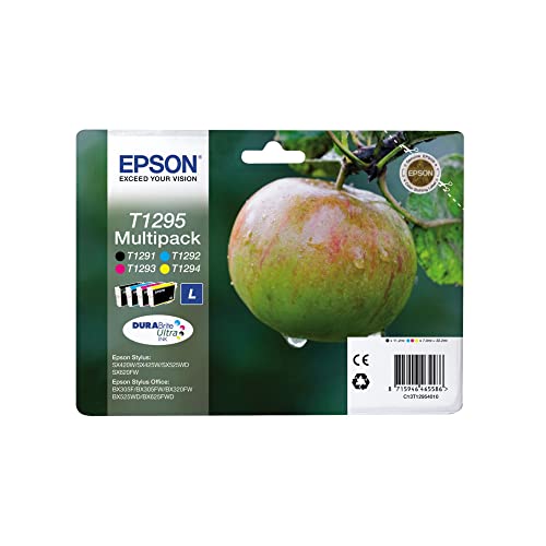 Epson T1295 C13T12954012 - Cartuccia Di Inchiostro Originale, 4 Pezzi, 11,2-7 Ml (Nero-Bianco-Colore) (4 Pezzi), 4 Pezzi
