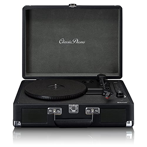 Classic Phono Tt-115 Giradischi – Giradischi – Bluetooth – Usb – 3 Velocità – Registrazione Diretta Su Usb Senza Pc – Trasmissione A Cinghia – Nero