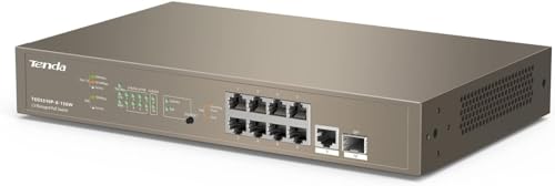Tenda Switch Poe 10 Porte Managed L3, Switch Ethernet Gigabit Con 8 Porte Poe+ E 1 Porta Sfp (130 W, Vlan, Qos, Igmp-Snooping, Desktop O Montaggio A P