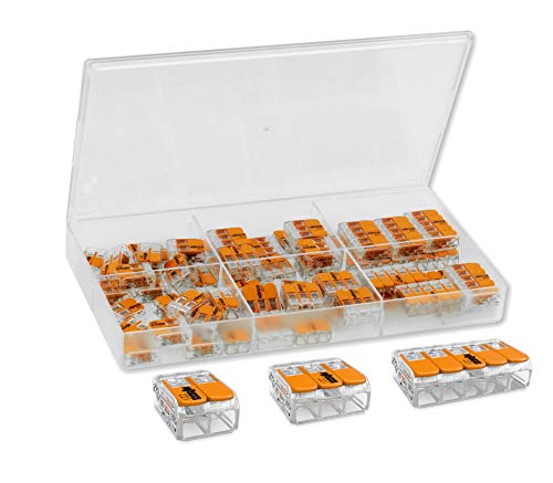 Wago Morsetti In Set Da 61 Pezzi Assortiti Composto Da: 27 X 221 – 412 – 20 X 221 – 413 – 14 X 221 – 415, In Una Scatola A Scomparti Trasparente.