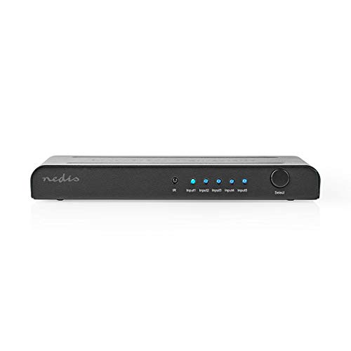 Nedis Hdmi ™ Switch - 5 Porte - 5 Ingressi Hdmi™ - 1 Uscita Hdmi™ - 18 Gbps - Controllo Remoto - Metallo - Antracite