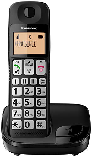 Panasonic Kx-Tge110Jtb Telefono Cordless Digitale (Dect) Singolo Ad Utilizzo Facilitato, Tasti Grandi, 3 Tasti Di Composizione Rapida, Compatibilità C