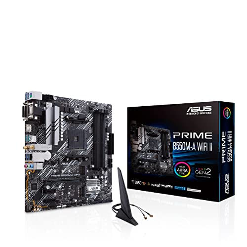 Asus Prime B550M-A Wifi Ii Scheda Madre Microatx, Amd B550, Socket Am4, Ddr4, Pci 4.0, Lan Realtek 1Gb, Wifi 6 (802.11Ax), 2Xm.2, 4Xsata 6Gb/S, 2Xusb 