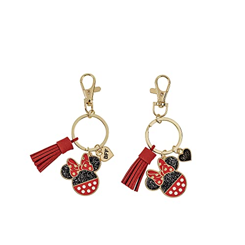 Disney Set Portachiavi Minnie Mouse Rosso, Nero E Oro Bff, Nero, Bianco E Rosso., Taglia Unica