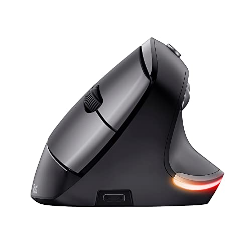 Trust Bayo Mouse Verticale Ricaricabile, Ridurre La Tensione Del Braccio E Del Polso, Sostenibile, Rf 2.4 Ghz, 800-4200 Dpi, 6 Pulsanti, Ergonomico Wi