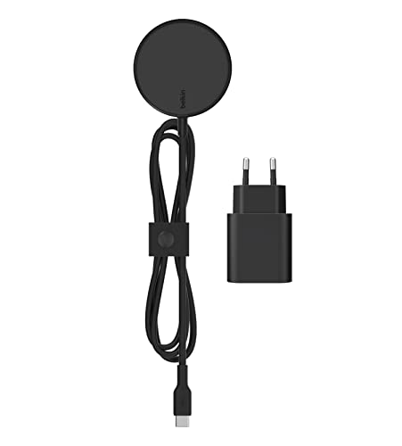 Belkin Caricatore Magsafe, Caricabatterie Wireless Magnetico (Alimentatore Da 20 W Incluso Con Cavo Lungo 2 M Per Modelli Iphone 14, Iphone 13, Iphone