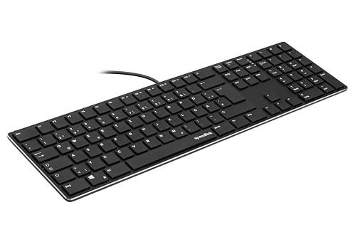 Speedlink Riva Scissor Keyboard – Tastiera Pc Con Cavo, Silenziosa Tastiera Usb Con Tasti Piatti, Durevoli Interruttori A Forbice Ergonomici, 7 Tasti