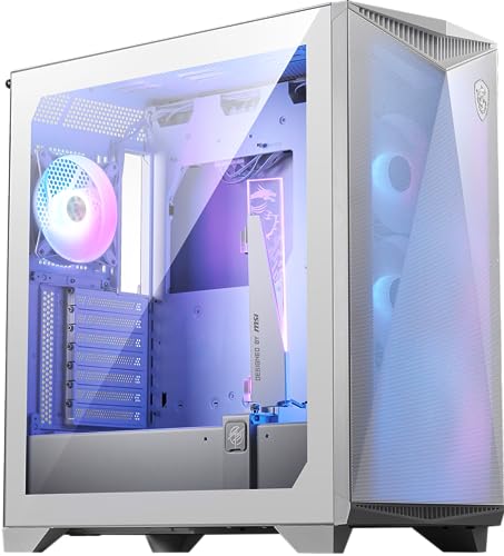 Msi Mpg Gungnir 300R Airflow White Mid-Tower Pc Case - E-Atx, 4 Ventole Argb Da 120Mm Con Controller Hub, Supporto Verticale Per Gpu E Supporto, Filtr
