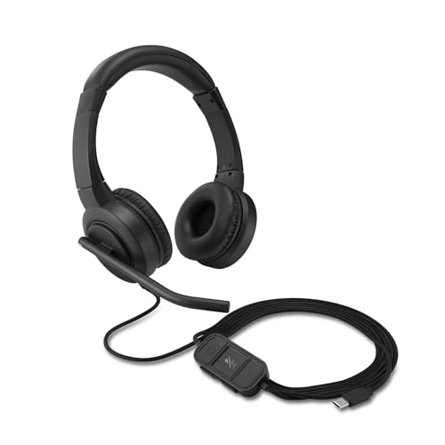 Kensington H1000 Cuffia On-Eear Usb-C Con Audio Hd, Microfono Con Cancellazione Del Rumore, Luci Led E Driver Da 40 Mm Con Modalità "Plug & Play" Univ