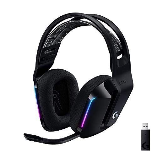 Logitech G G733 Lightspeed Cuffia Wireless Con Microfono Gaming Con Fascia Per La Testa A Sospensione, Lightsync Rgb, Tecnologia Microfono Blue Voice