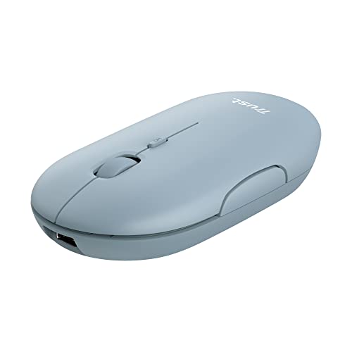 Trust Puck Mouse Wireless Ricaricabile, Bluetooth O 2.4 Ghz Con Mini Ricevitore Usb, Silenzioso, Pulsante Dpi, Mouse Bluetooth Ergonomico Senza Fili