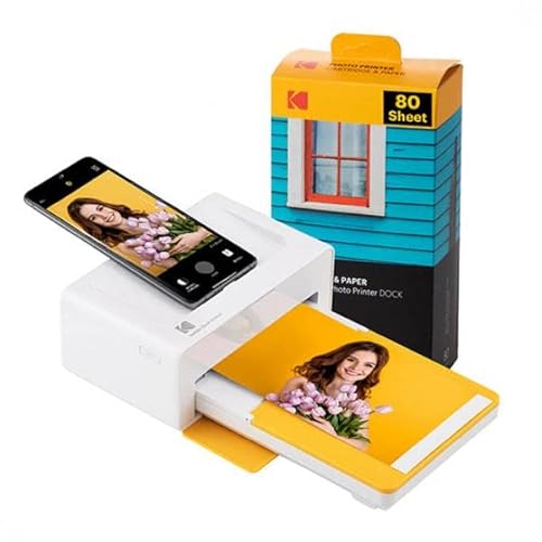 Kodak Dock Plus Pd460, Stampante Fotografica Portatile Per Smartphone, Stampa Istantanea, 10 X 15 Cm, Ios E Android, Bluetooth & Docking, Confezione D