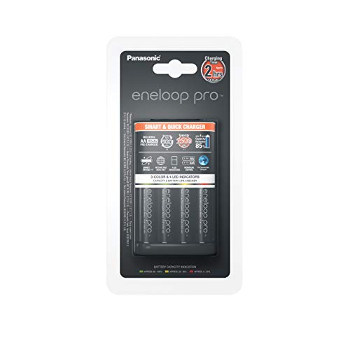 Panasonic Bq-Cc55E Charger Caricatore, Con 4.X Eneloop Pro Ni-Mh Batteria Aa