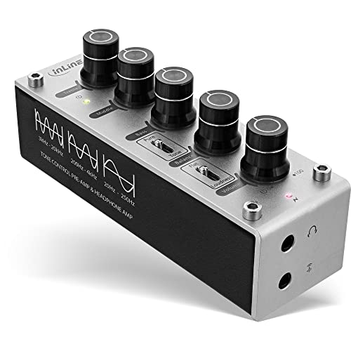 Inline Ampeq Amplificatore Cuffie, Equalizzatore A 3 Bande, Jack Da 3.5 Mm, Alimentazione Usb, Nero