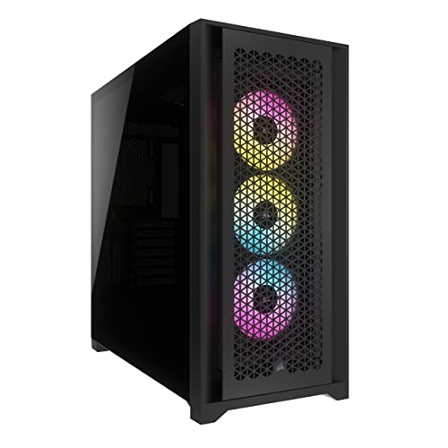 Corsair Case Mid-Tower Icue 5000D Rgb Airflow, Black - 3 Ventole Af120 Rgb Elite - Controller Icue Lighting Node Pro - Design Con Flusso D’Aria Ottimi