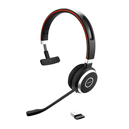Jabra Evolve 65 Wireless Mono On-Ear Headset – Unified Communications Optimised Headphones With Long-Lasting Battery – Usb Bluetooth Adapter – Black