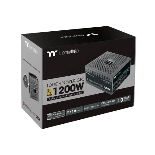 Thermaltake Toughpower Gf 3 1200W | Pc Atx 3.0 Power Supply | Pcie Gen 5.0 | 80-Plus-Gold | Fully Modular | Quiet 140 Fan | Eu Certified | Black