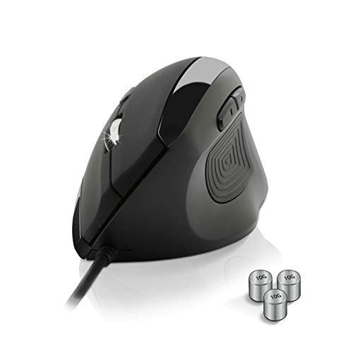 Newway – Mouse Verticale E Ergonomico 3.200 Dpi, Cavo Usb, Peso Regolabile –Ideale Per Riposare Polso, Mano E Avambraccio - Previene La Sindrome Da Mo