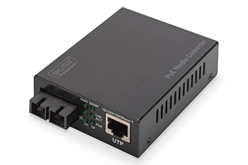 Digitus Dn-82160 Convertitore Multimediale Di Rete 1000 Mbit/S 1310 Nm Modalità Singola Nero, Rj45/Sc - 1310Nm - Gigabit - Poe+, Singlemode