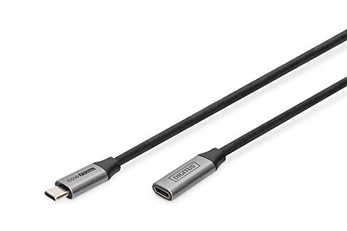 Digitus Cavo Di Prolunga Usb-C - Usb 3.0 Gen1 - Da Femmina A Maschio - 5 Gbps - 60W Power Delivery - Thunderbolt 3-4K/60Hz - 1M - Nero