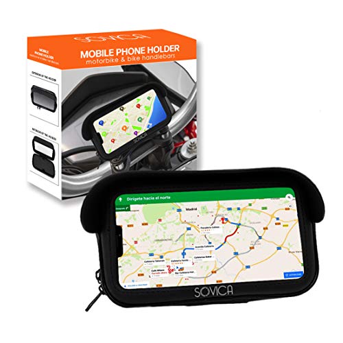 Porta Cellulare Moto Da Bici Impermeabile Custodia Protettiva Valido Per Smartphone Fino A 7,2" Visiera Antiriflesso Fissaggio Al Manubrio A Doppia Vi