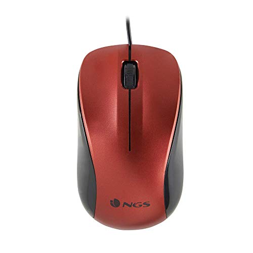 Ngs Crew Red - Mouse Ottico 1200Dpi Con Cavo Usb, Mouse Per Computer O Laptop Con 2 Pulsanti, Ambidestro, Rosso