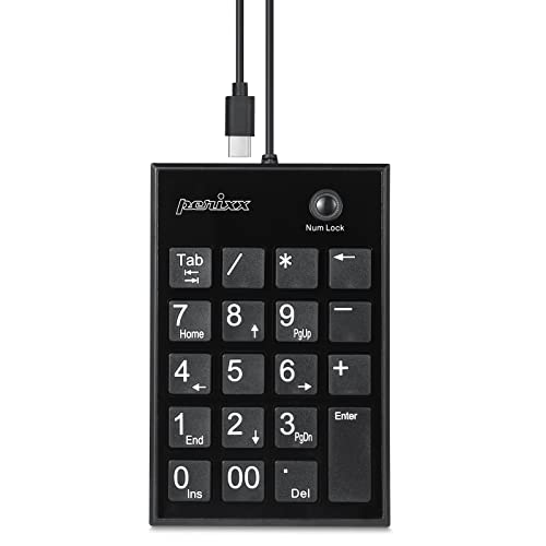 Perixx Peripad-202C Tastiera Numerica Sottile Usb-C Cablata, Tasti A Forbice Con 2 Usb Hubs E Tab Key, Per Computer Portatili, Pc, Desktop, Nera…