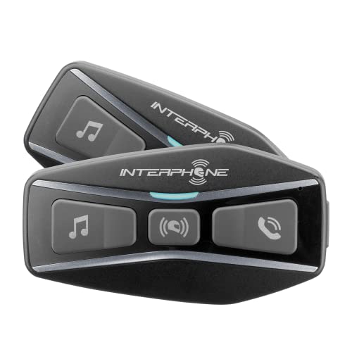 Interphone Ucom4Tp - Doppio - Interfono Bluetooth 5.0 Da Casco Per Moto, Uso Gruppo Piloti 4, Distanza 1 Km, Autonomia Fino A 15 Ore, Mp3, Gps, Imperm