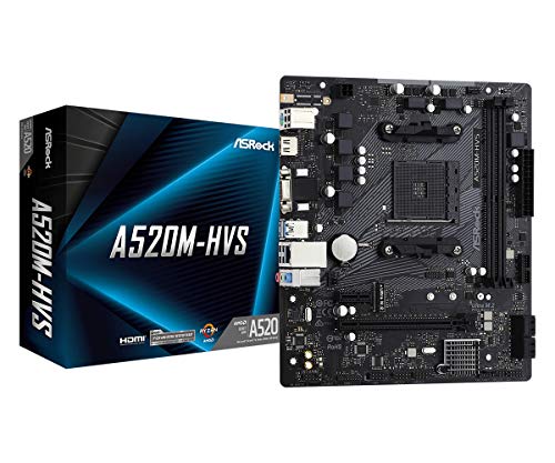 Asrock A520M-Hvs Am4 2 Ddr4 4Xsata3 Ultra M.2 6Xusb Porte Vga/Hdm Scheda Madre 90-Mxbe60-A0Uayz