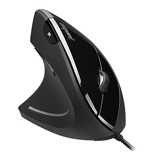 Perixx Perimice-513L - Mouse Ergonomico Verticale Con Cavo Per Mancini, 6 Pulsanti, Prevenzione Delle Tms