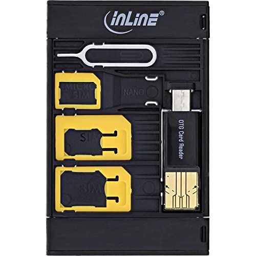 Inline 35091 Sim-Box, Adattatore Per Scheda Sim E Scatola Accessori Con Lettore Otg