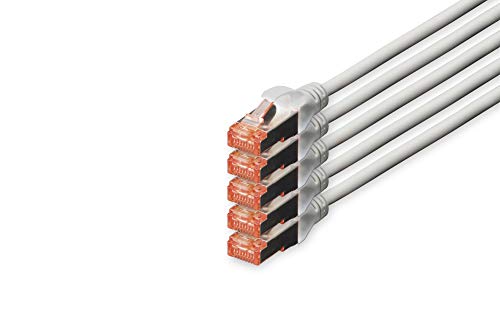 Digitus Dk-1644-070-5 Cavo Ftp Cat 6 S/Alimentazione Di Rete, Lszh, Rame, Awg 27/7 Grigio Grau 7 M, Cat-6 - 7 M (5 Pezzi), Cavo Patch - S-Ftp - Lszh