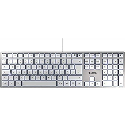 Cherry Kc 6000 Slim - Tastiera Con Filo (Connettore Usb-A) - Design Ultrapiatto, Tasti Silenziosi E Caratteri Indelebili - Layout Inglese (Qwerty), Ar