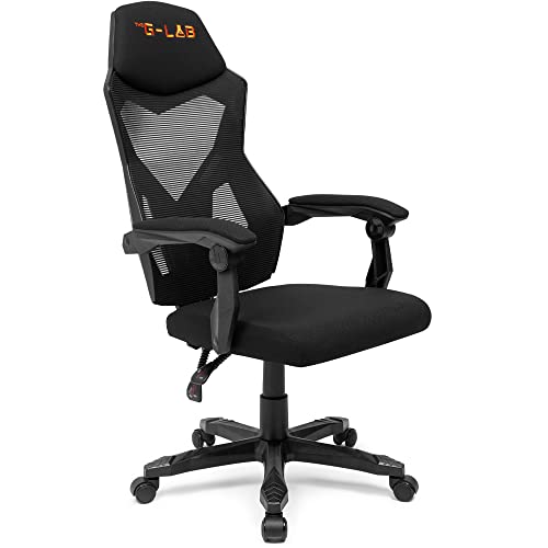 The G-Lab K-Seat Rhodium Atom Sedia Da Gioco In Rete Traspirante, Sedia Da Ufficio Comoda Ed Ergonomica, Poggiatesta Imbottito, Schienale Reclinabile