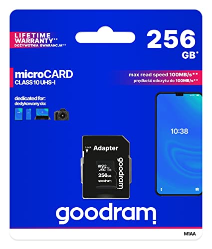 Micro Sd Uhs Goodram 256Gb Classe 10 + Adattatore Sd