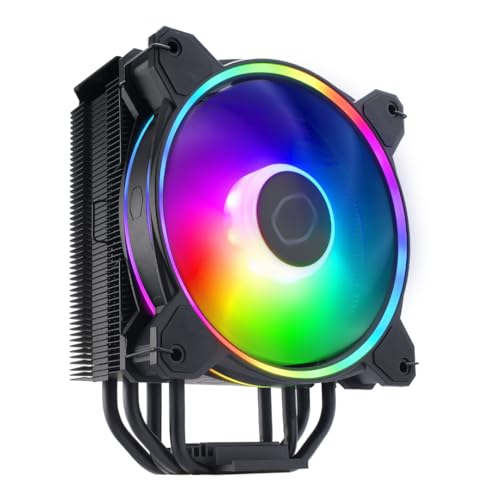 Cooler Master Hyper 212 Halo Cpu Air Cooler - Finitura In Alluminio Nero Corvino, 4 Tubi Calore A Contatto Diretto Continuo Con Alette, Rilevamento Ar