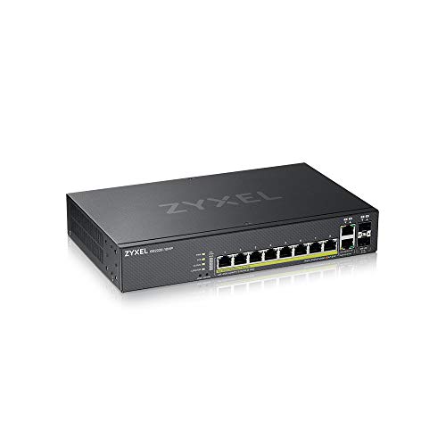 Zyxel Switch Gestito Poe+ Di Layer 2, 8 Porte Gigabit Ethernet Con Budget Da 180 W E 2 Porte Gigabit Combo E Modalità Ibrida Su Cloud [Gs2220-10Hp]