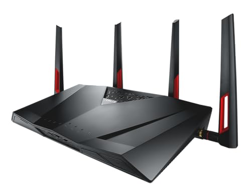 Asus Dsl-Ac88U Modem Router Gigabit Dual-Band Wi-Fi Ac3100, 4 Antenne Esterne, G.Fast/Vplus 35B/Vdsl/Fibra/Adsl 2, Usb 3.0, Velocità Ac3100, Nero/Ross