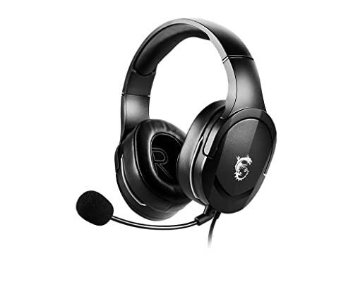 Msi Immerse Gh20, Cuffia Gaming Con Microfono, 40Mm Driver, Jack 3.5, Padiglioni Soffici Da 2.5Cm, Microfono Aggiustabile, Nero