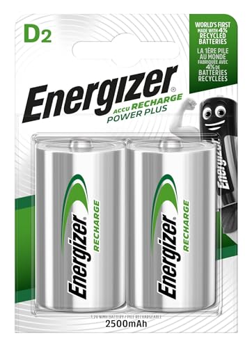Energizer Batterie Ricaricabili D, Recharge Power Plus, Confezione Da 2