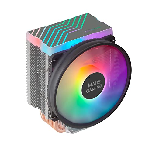 Mars Gaming Mcpu44, Dissipatore Cpu Doppio Argb, 4 Heatpipes Hct, Tdp 160W, Ventola Pwm 110Mm Ultra-Silenziosa, Multisocket Universale, Nero