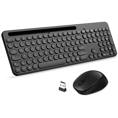 Leadsail Set Di Mouse Per Tastiera Senza Fili, Ergonomico, Radio Pc Di Dimensioni Standard, Layout Tedesco Qwertz, Clic Silenzioso, 12 Tasti Fn Per Co