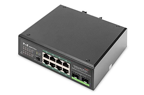 Switch Industriale 8 Porte Gigabit Poe+ Switch Con 2 X Sfp Uplink Ieee802.3Af/At, Din Rail, Intervallo Di Velocità Esteso
