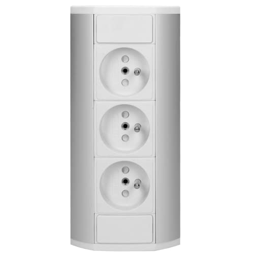 Orno Gm-9001/W-G Presa Angolare 3 3680W Montaggio A 45° Su Superficie Per Cucina, Ufficio E Piano Di Lavoro (Bianco)