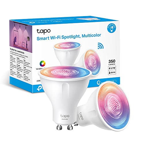 Tp-Link Tapo L630(2-Pack) Lampadina Wifi Intelligente Led Smart Gu10, Rgbw Multicolore, 16 Milioni Di Colori, Amazon Alexa, 350 Lumen, 3.7W, Risparmio