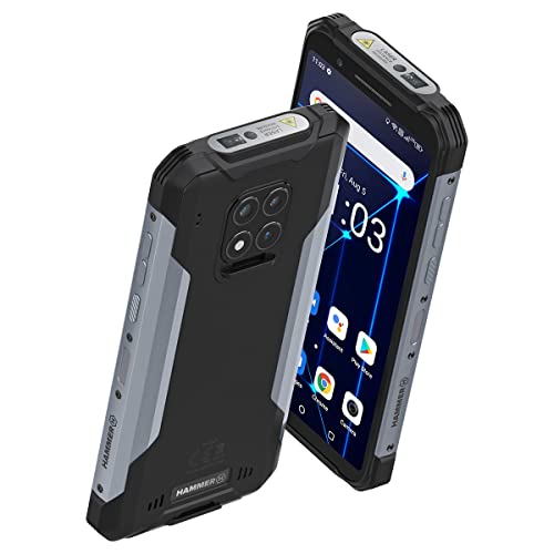 Hammer Construction Argent, Rugged Smartphone, Ip69 Impermeabile, 6000 Mah Batteria, Dual Sim, 16 Mpx, 4G Lte, Android 12, Schermo 6"
