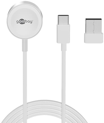 Goobay 65343 Caricabatterie Per Apple Watch/Wireless Charger/Compatibile Con Tutti I Modelli Di Apple Watch Se/8/7/6/5/4/3/2/Incl. Adattatore Usb